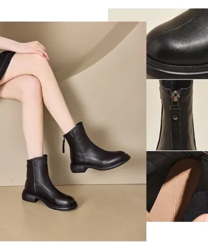 (🔥60% zniżki dzisiaj - nie przegap!)⏰ - Miękkie, wygodne i ciepłe skórzane buty w stylu vintage ✅ (z podparciem łuku stopy - aby złagodzić dyskomfort)