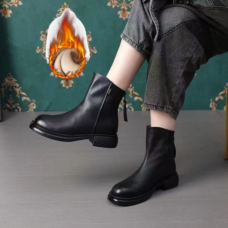 (🔥60% zniżki dzisiaj - nie przegap!)⏰ - Miękkie, wygodne i ciepłe skórzane buty w stylu vintage ✅ (z podparciem łuku stopy - aby złagodzić dyskomfort)