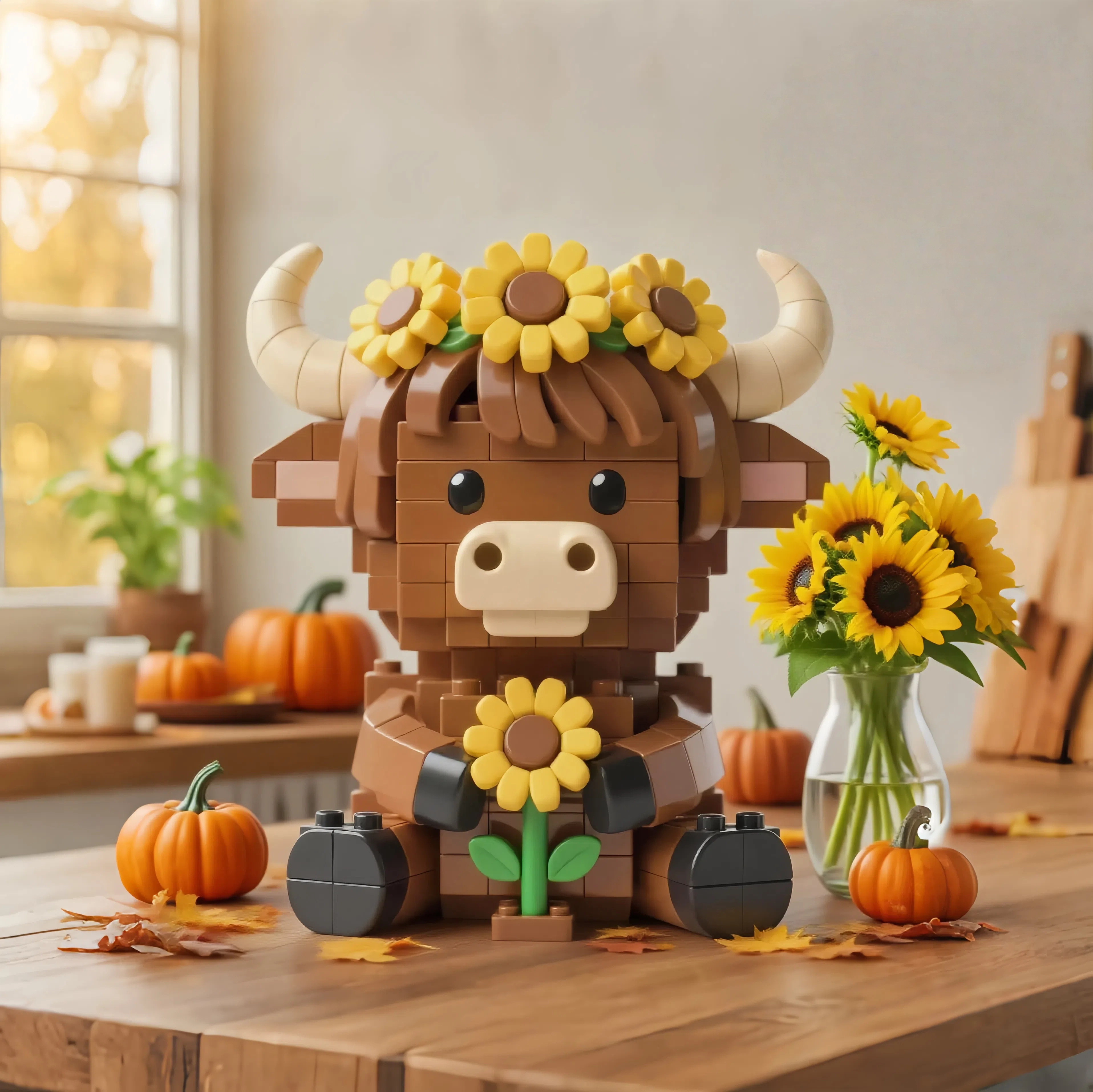 Sunflower Highland Cow Brick Set🌻🐂
