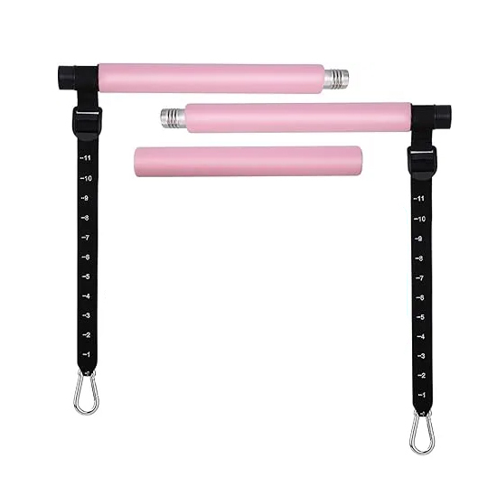 Pilates Bar Set mit 6 Widerstandsbänder, Verstellbare Resistance Bands für Frauen und Mann, Fitnessbänder für Home Gym Yoga, Pilates,Stretch, Krafttraining Fitness