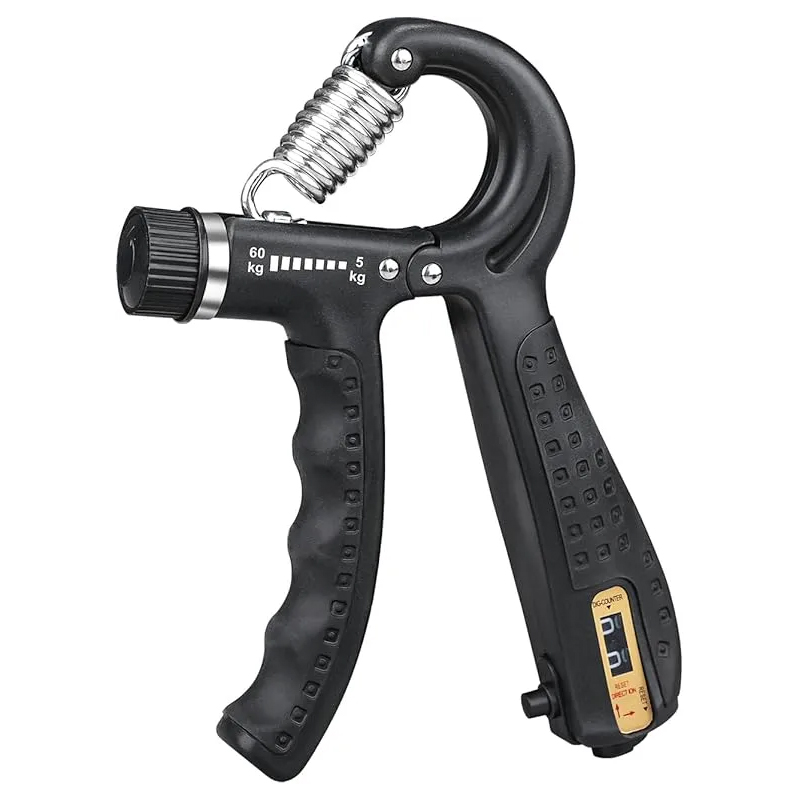 Handtrainer, Unterarmtrainer mit Integrierter Zählfunktion, Einstellbarer Widerstand 5-60kg, Grip Griffkraft Trainer, Unterarm Trainingsgerät, Rutschfester Griff, Schwarz