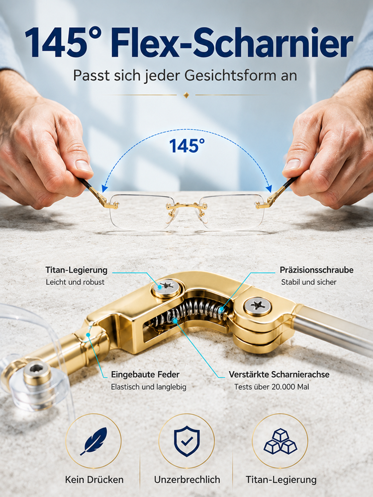 0,01 s Auto-Fokus Gleitsichtbrille | +1,00–+7,00 dpt stufenlos für Lesen - Fahren