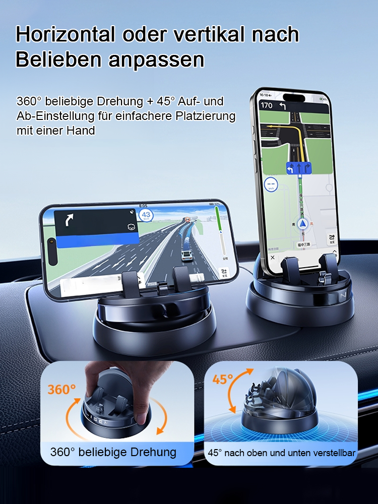 【AI Smart Sensing】Multifunktions-Handyhalterung, 360° frei drehbar, kann fest auf jeder Oberfläche befestigt werden, wackelt nicht, auch wenn plötzlich gebremst wird, passend für alle Modelle