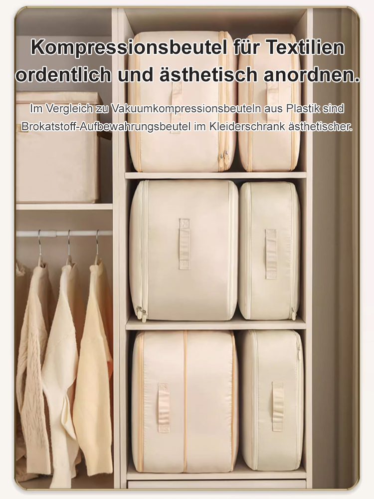 【Dreifache Kapazität】 Dreilagiger, faltbarer Kompressions-Aufbewahrungsbeutel, dreilagiger Reißverschluss zur freien Größenanpassung, kombiniert mit Kompressionsfunktion, reduziert effektiv die Bodenfläche und spart sofort das Dreifache an Platz