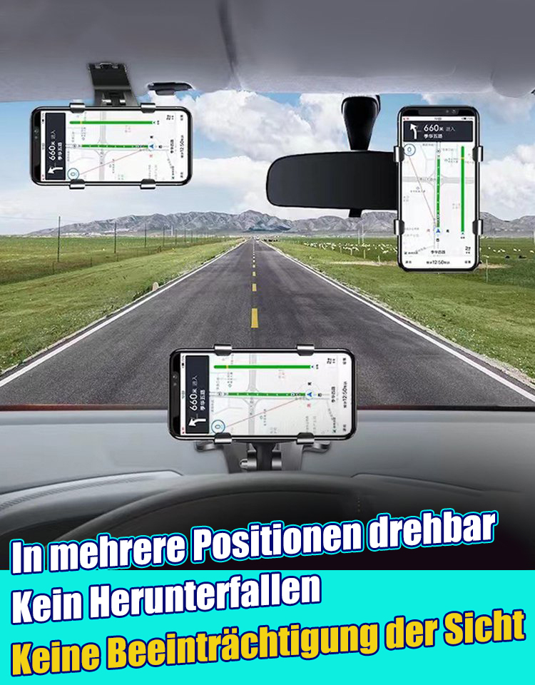 Multifunktionale Autotelefonhalterung, 360-Grad-Drehung und Faltung, verbesserter Federclip, stark und haltbar