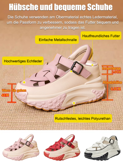 Hochwertige, modische Sandalen, die die Körpergröße erhöhen, weiche und bequeme Sohlen, Obermaterial aus italienischem Kalbsleder, rutschfest und langlebig