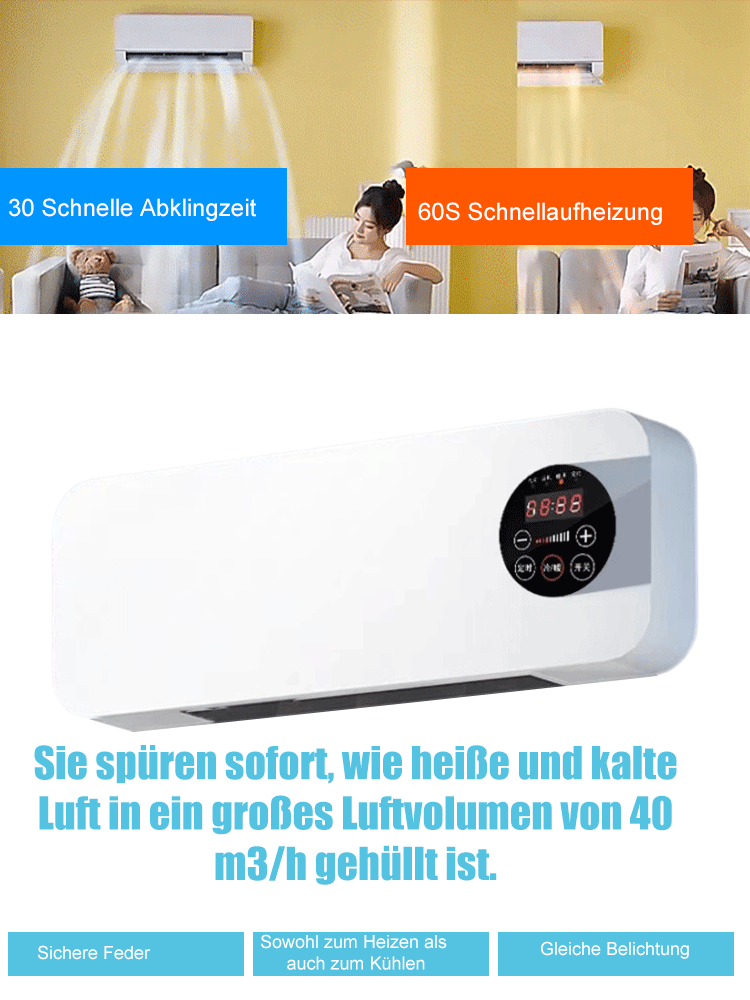 [Kühl- und Heizklimagerät] Wandmontiertes Haushaltsklimagerät, ausgezeichnet mit dem internationalen Energiesparpatent, verbraucht Tag und Nacht weniger als 1 kWh Strom🌍💡