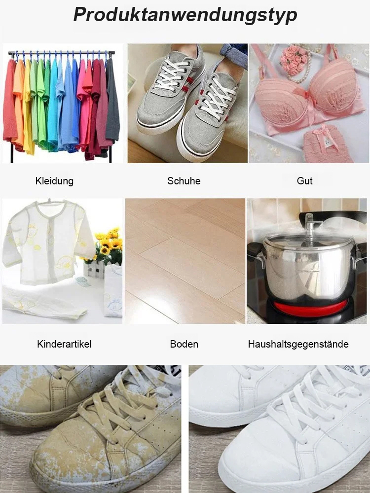In nur 30 Sekunden werden 99,9% der hartnäckigen Flecken entfernt, ohne die Hände zu verletzen oder Kleidung zu beschädigen. 🧼✨