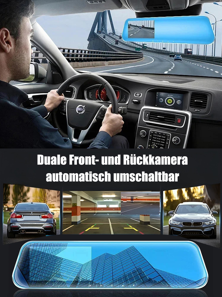 Duales Kameradesign 🎥, gleichzeitige Aufnahme von Front- und Rückvideo 🔄, garantiert lückenlose Abdeckung 📸.