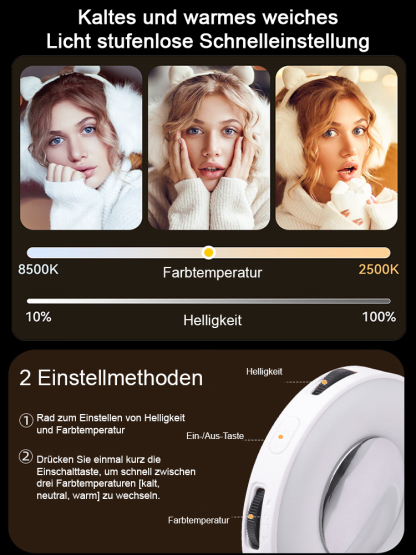 Mit einer langen Akkulaufzeit von 120 Tagen sorgt das Beauty-Fülllicht dafür, dass Sie immer gut aussehen