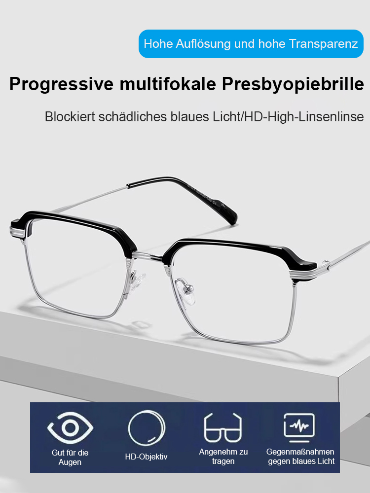 【Kostenlose Testversion】 Photochrome Brille mit automatischem Zoom und Blaulichtschutz zur Vorbeugung von Alterssichtigkeit.