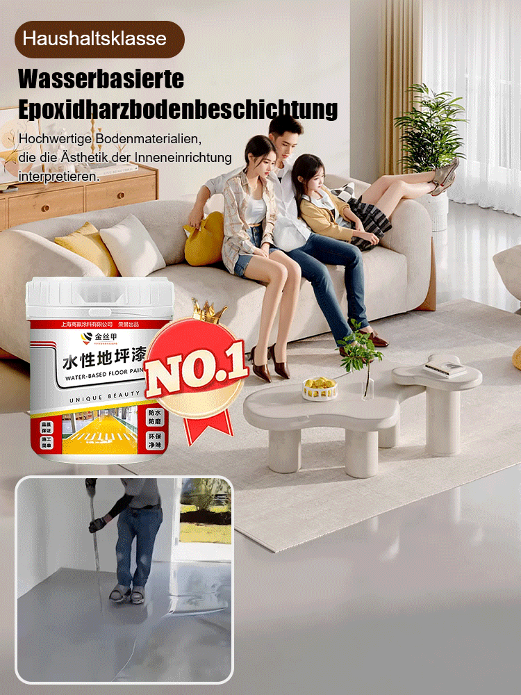 [✨️Ein Eimer reicht für 80 Quadratmeter] Die neue Bodenfarbe, die aus den USA importiert, in China hergestellt und getestet und mit dem deutschen Blauen Engel zertifiziert wurde, verfügt über wasserdichte und schmutzabweisende Eigenschaften, eine hervorra