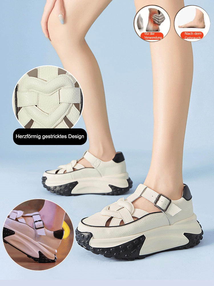 Hochwertige, modische Sandalen, die die Körpergröße erhöhen, weiche und bequeme Sohlen, Obermaterial aus italienischem Kalbsleder, rutschfest und langlebig