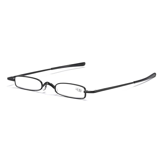 3er-Pack Mini Metall Lesebrillen Damen Herren Federscharnier Klassische Klein Schmal Leicht Lesehilfe Sehhilfe Brillen mit Etui (Schwarz+Golden+Silber,+2.5)