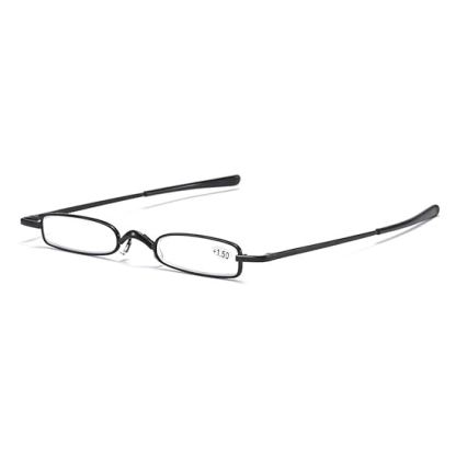 3er-Pack Mini Metall Lesebrillen Damen Herren Federscharnier Klassische Klein Schmal Leicht Lesehilfe Sehhilfe Brillen mit Etui (Schwarz+Golden+Silber,+2.5)