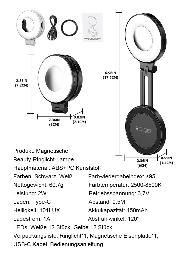 Mit einer langen Akkulaufzeit von 120 Tagen sorgt das Beauty-Fülllicht dafür, dass Sie immer gut aussehen