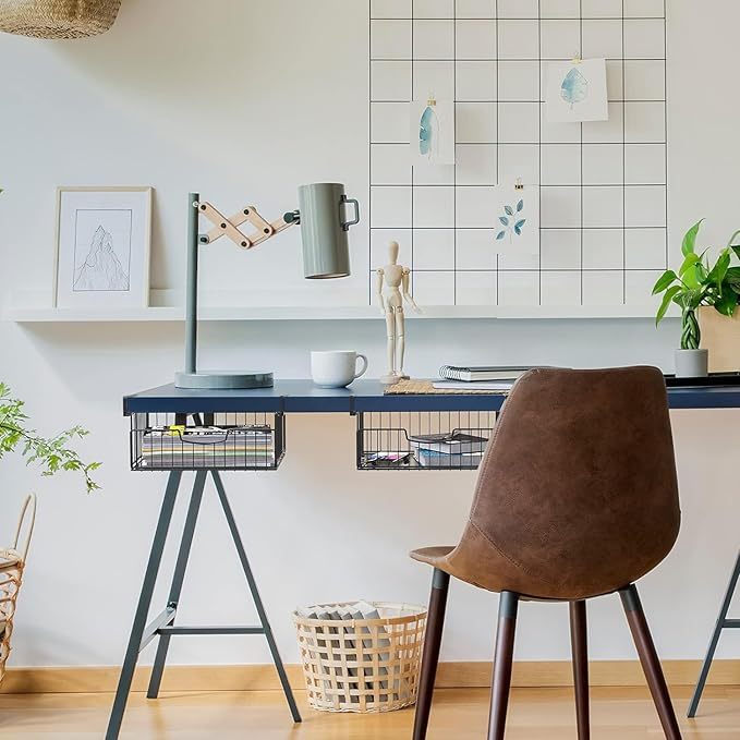 Unterregal Aufbewahrungskorb, 2 Stück Hängekorb Regal aus Metall, Unter Schrank Lagerung Organizer, Hängender Aufbewahrungskörbe für Küche, Speisekammer, Büro, Schreibtisch, Bücherregal (Schwarz)