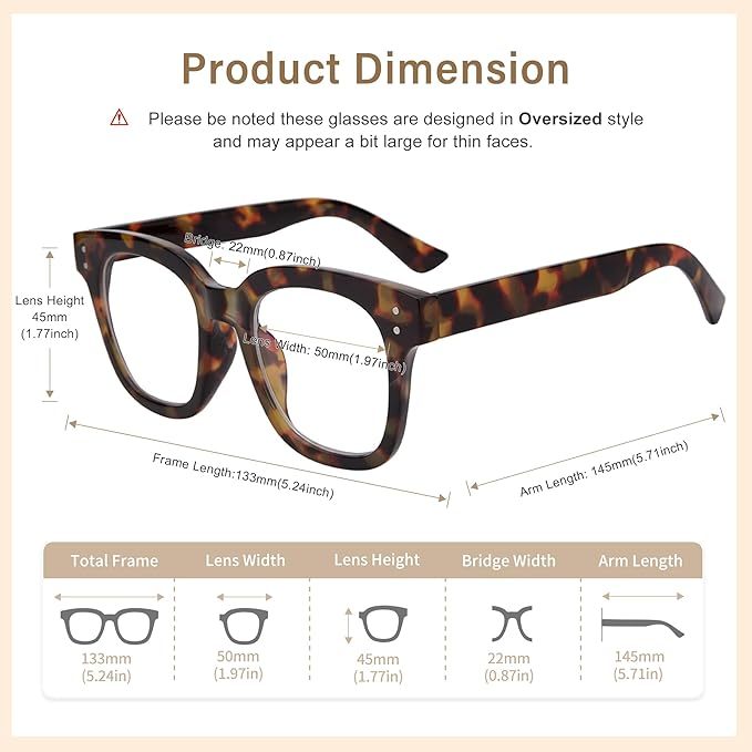 Madison Avenue Blaulichtfilter Brille Damen, Übergroße Computerbrillen zum Spielen, Metallscharnier Blaufilter Brille ohne Sehstärke