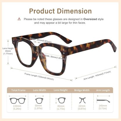 Madison Avenue Blaulichtfilter Brille Damen, Übergroße Computerbrillen zum Spielen, Metallscharnier Blaufilter Brille ohne Sehstärke