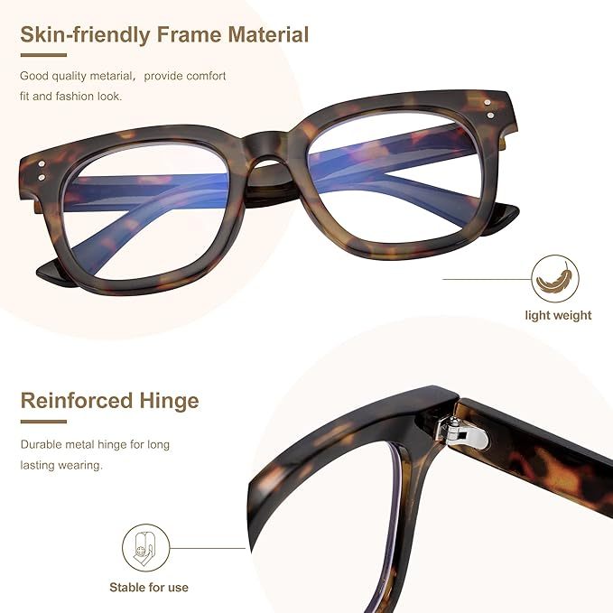 Madison Avenue Blaulichtfilter Brille Damen, Übergroße Computerbrillen zum Spielen, Metallscharnier Blaufilter Brille ohne Sehstärke