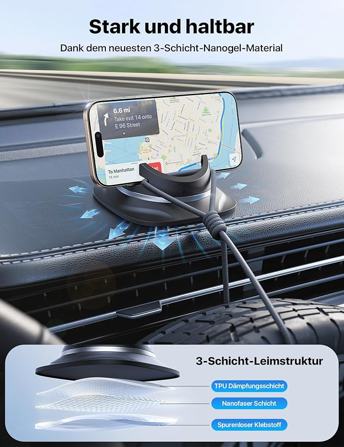 2025 Upgrade Handyhalterung Auto Armaturenbrett [1-Sekunden-Platzierung]