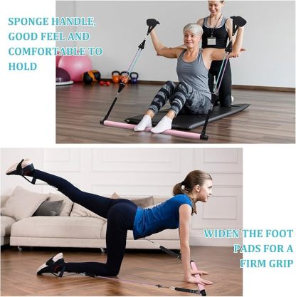 Pilates Bar Set mit 6 Widerstandsbänder, Verstellbare Resistance Bands für Frauen und Mann, Fitnessbänder für Home Gym Yoga, Pilates,Stretch, Krafttraining Fitness