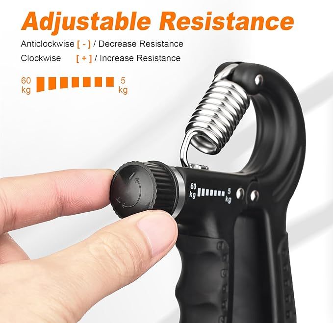 GRIFEMA Handtrainer, Unterarmtrainer mit Integrierter Zählfunktion, Einstellbarer Widerstand 5-60kg, Grip Griffkraft Trainer, Unterarm Trainingsgerät, Rutschfester Griff, Schwarz