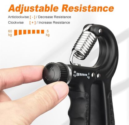 GRIFEMA Handtrainer, Unterarmtrainer mit Integrierter Zählfunktion, Einstellbarer Widerstand 5-60kg, Grip Griffkraft Trainer, Unterarm Trainingsgerät, Rutschfester Griff, Schwarz