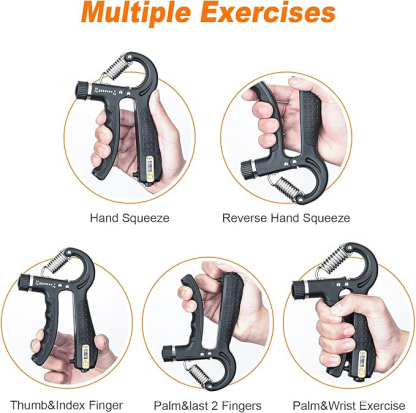 Handtrainer, Unterarmtrainer mit Integrierter Zählfunktion, Einstellbarer Widerstand 5-60kg, Grip Griffkraft Trainer, Unterarm Trainingsgerät, Rutschfester Griff, Schwarz