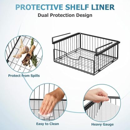 Unterregal Aufbewahrungskorb, 2 Stück Hängekorb Regal aus Metall, Unter Schrank Lagerung Organizer, Hängender Aufbewahrungskörbe für Küche, Speisekammer, Büro, Schreibtisch, Bücherregal (Schwarz)