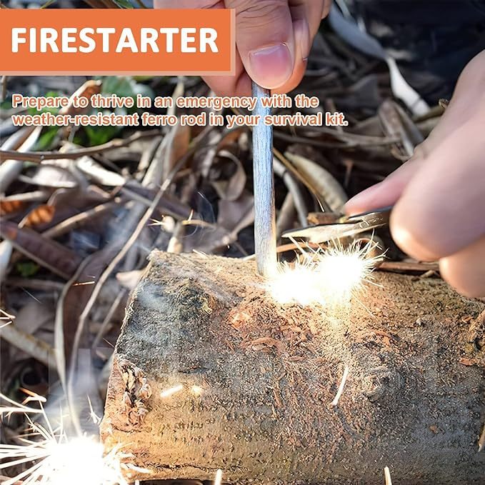 Feuerstahl Outdoor mit Paracord Griff, Feuerstahl XXL, Feuerstein Survival Set, Ferro Rod, Magnesium Feuerstarter, Feuerstab Outdoor, Feuereisen mit Feuerstein, Feueranzünder Set für Bushcraft/Camping