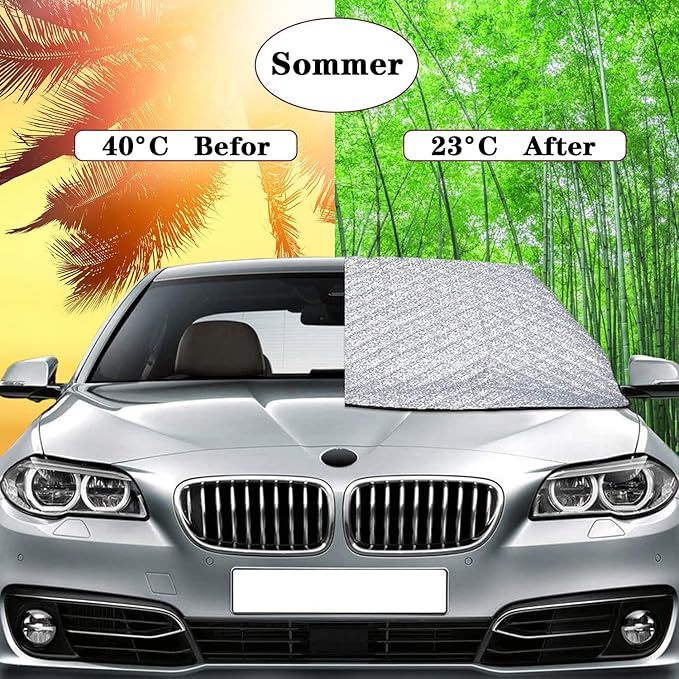KEELYY Frontscheibenabdeckung Scheibenabdeckung Auto Winter Frostabdeckung Sonnenschutz Auto Frontscheib Autoscheibenabdeckung Winschutzscheiben Abdeckung Groß, 150 x 100cm