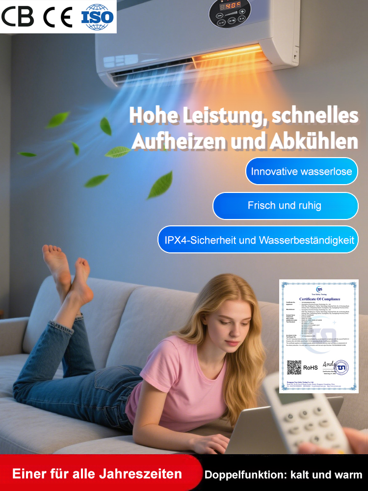 Wandmontierte Klimaanlage für Zuhause, ausgezeichnet mit internationalem Energiesparpatent, weniger als 1 kWh pro Tag und Nacht 🌍💡