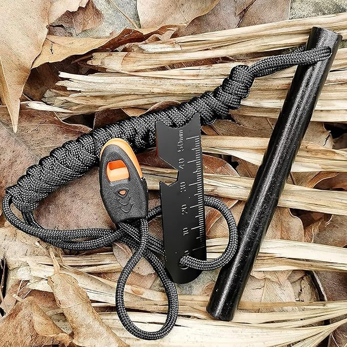 Feuerstahl Outdoor mit Paracord Griff, Feuerstahl XXL, Feuerstein Survival Set, Ferro Rod, Magnesium Feuerstarter, Feuerstab Outdoor, Feuereisen mit Feuerstein, Feueranzünder Set für Bushcraft/Camping