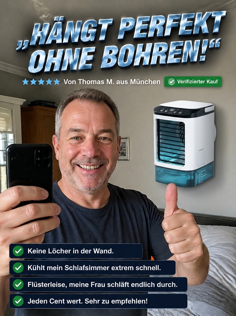 German Mobile Ice AC: 3-Second Drop to 16°C, No Installation Needed, 15L Dual Tank Cooling
