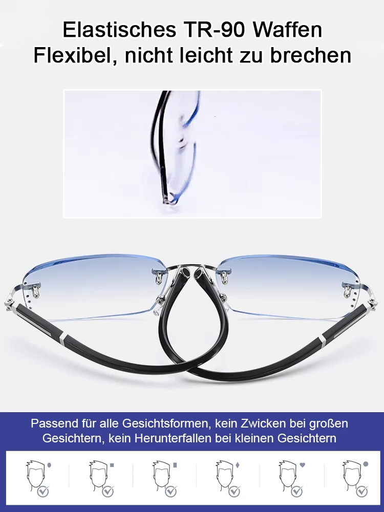 Automatische Zoom-Brille mit Anti-Blaulicht-Effekt, kann 99,9 % des blauen Lichts blockieren, -7 bis +7 passt sich automatisch Ihren Sehbedürfnissen an, lebenslange kostenlose Garantie