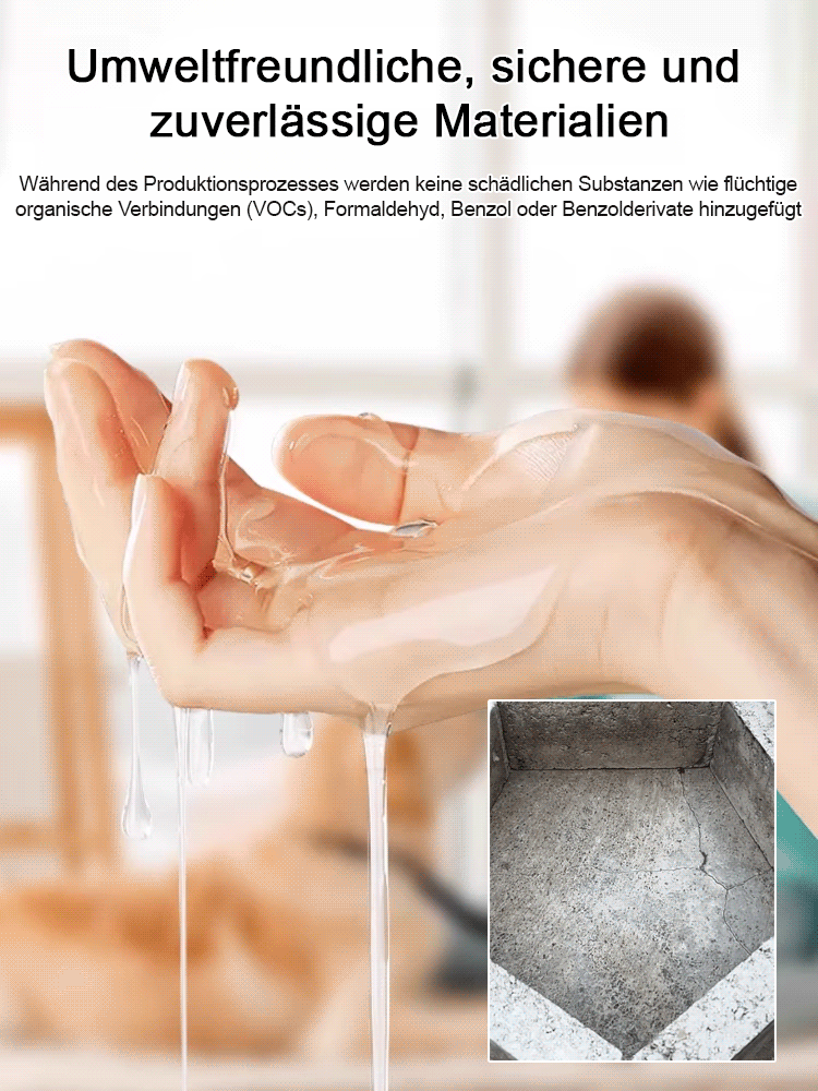 Dieser von der NASA entwickelte transparente, wasserfeste Kleber wird für Raumfahrzeuge verwendet. Er ist ungiftig, geruchlos und formaldehydfrei. Er kann am Tag der Konstruktion verwendet werden und ist 20 Jahre lang garantiert dicht.