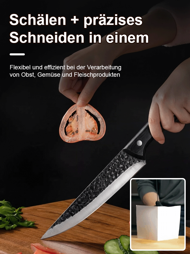 [Handgeschmiedet von einem Meisterhandwerker in Solingen] Auch nach 10.000 Schnitten noch scharf.
