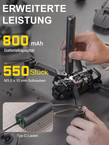 32 Arten von Bohrern für verschiedene Haushaltsgeräte und elektronische Geräte, mit eingebautem Lithium-Akku und integriertem Aufbewahrungskoffer, damit nichts verloren geht. 🔩🔧📦