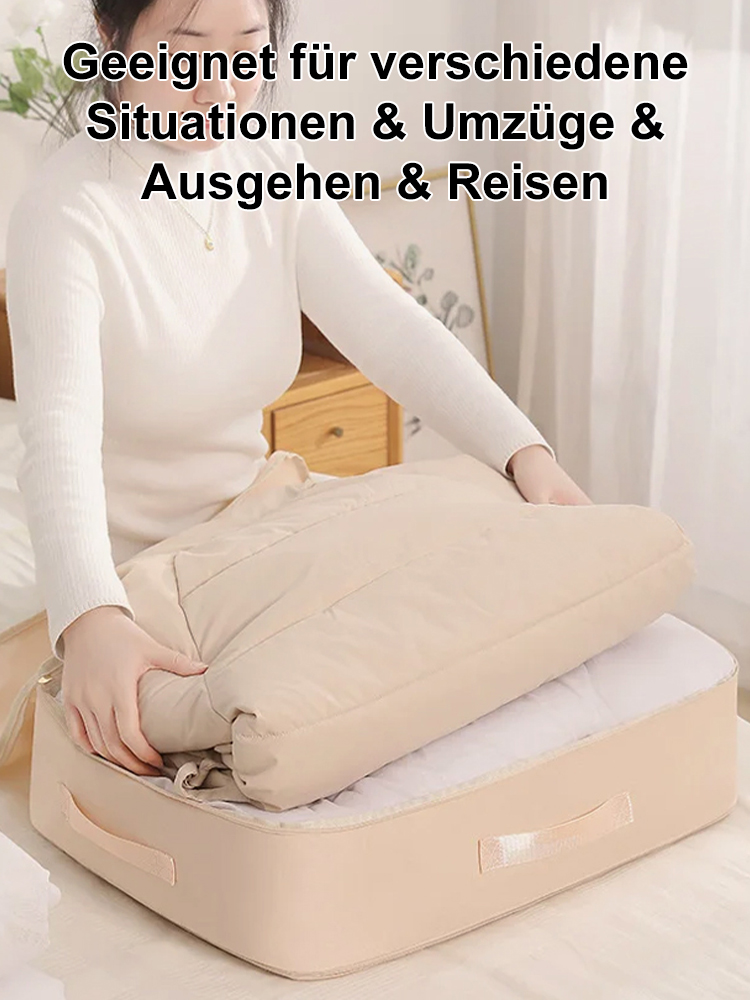 【Dreifache Kapazität】 Dreilagiger, faltbarer Kompressions-Aufbewahrungsbeutel, dreilagiger Reißverschluss zur freien Größenanpassung, kombiniert mit Kompressionsfunktion, reduziert effektiv die Bodenfläche und spart sofort das Dreifache an Platz