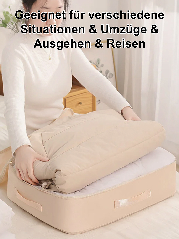 【Dreifache Kapazität】 Dreilagiger, faltbarer Kompressions-Aufbewahrungsbeutel, dreilagiger Reißverschluss zur freien Größenanpassung, kombiniert mit Kompressionsfunktion, reduziert effektiv die Bodenfläche und spart sofort das Dreifache an Platz