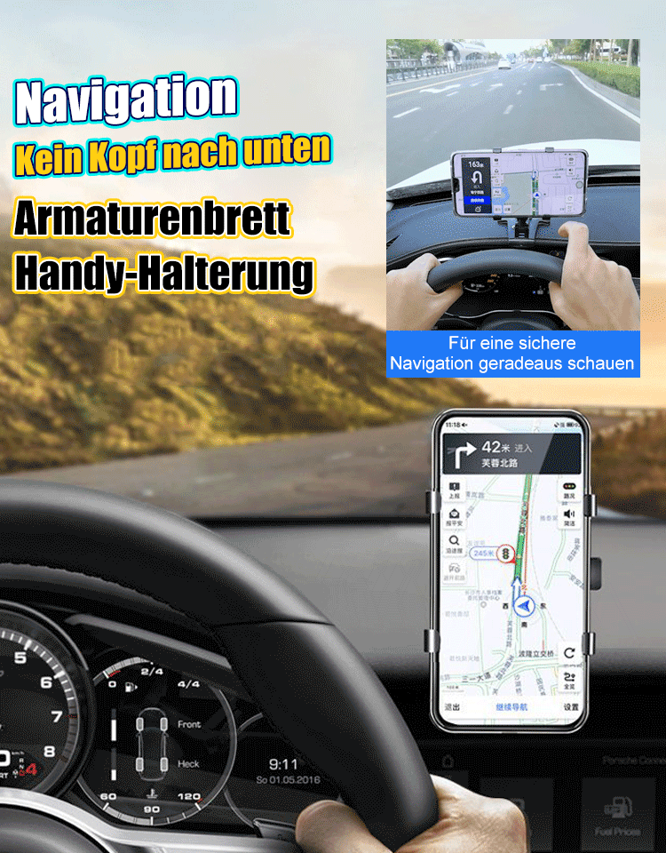 Multifunktionale Autotelefonhalterung, 360-Grad-Drehung und Faltung, verbesserter Federclip, stark und haltbar