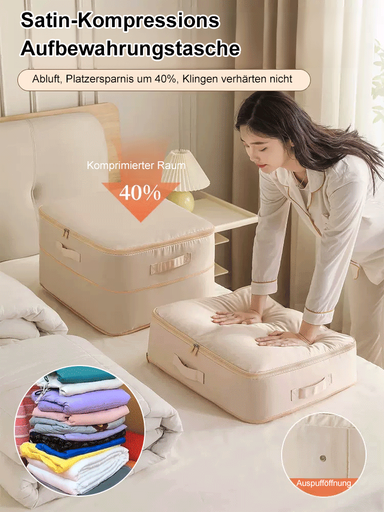 【Dreifache Kapazität】 Dreilagiger, faltbarer Kompressions-Aufbewahrungsbeutel, dreilagiger Reißverschluss zur freien Größenanpassung, kombiniert mit Kompressionsfunktion, reduziert effektiv die Bodenfläche und spart sofort das Dreifache an Platz