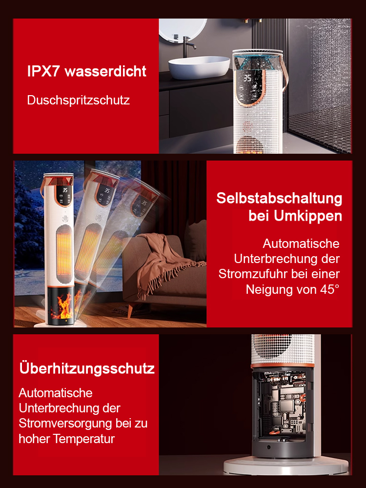 Energieverbrauch von 1 kWh in 7 Tagen: schnelles Aufheizen in 3 Sekunden, Kaminsimulation