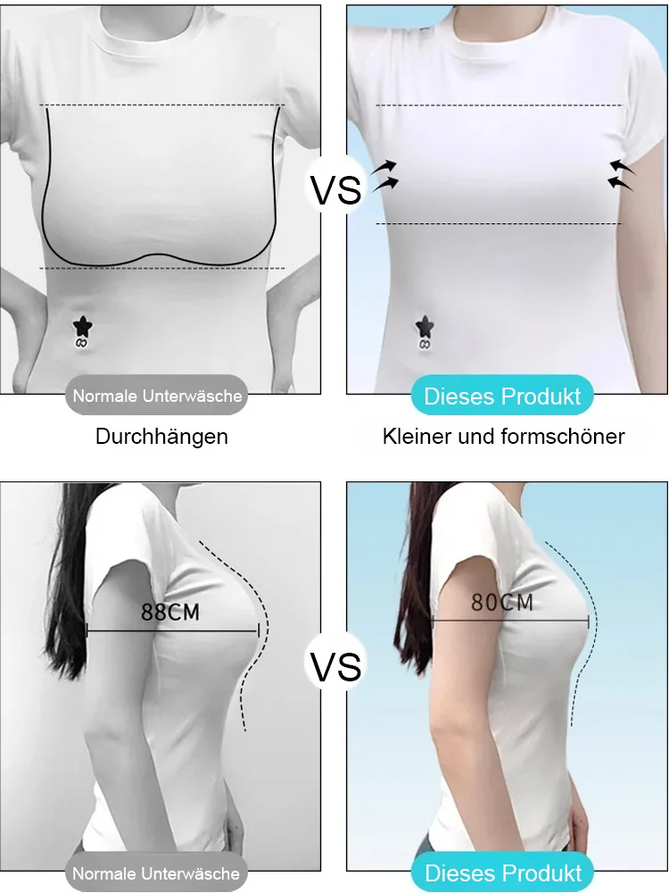 Kühler und trockener Stütz-BH von hoher Qualität, passt sich der Brustlinie europäischer Frauen perfekt an, reduziert überschüssiges Fett an den Seiten und am Rücken und lässt die Brüste fester und sexyer aussehen