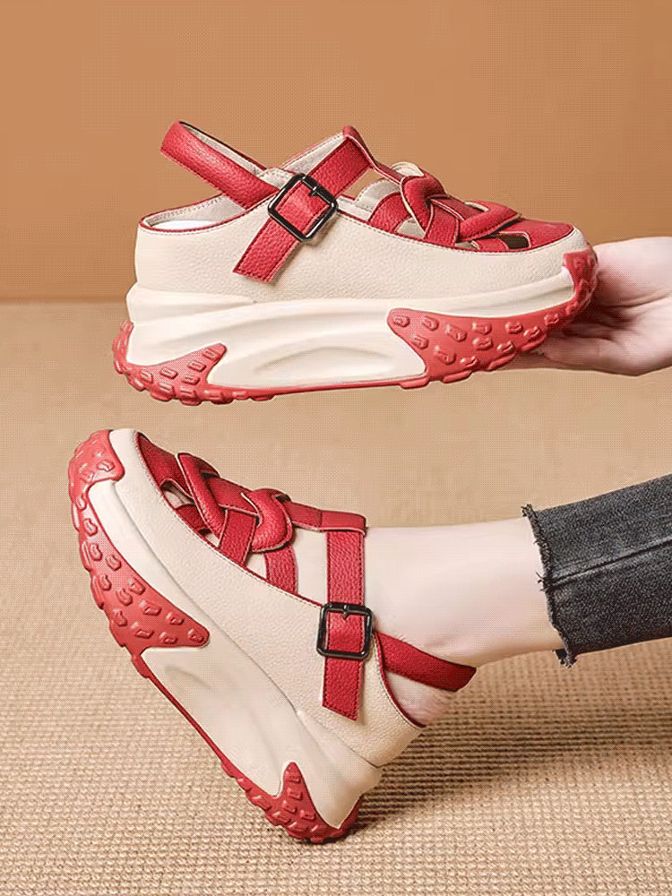 Hochwertige, modische Sandalen, die die Körpergröße erhöhen, weiche und bequeme Sohlen, Obermaterial aus italienischem Kalbsleder, rutschfest und langlebig