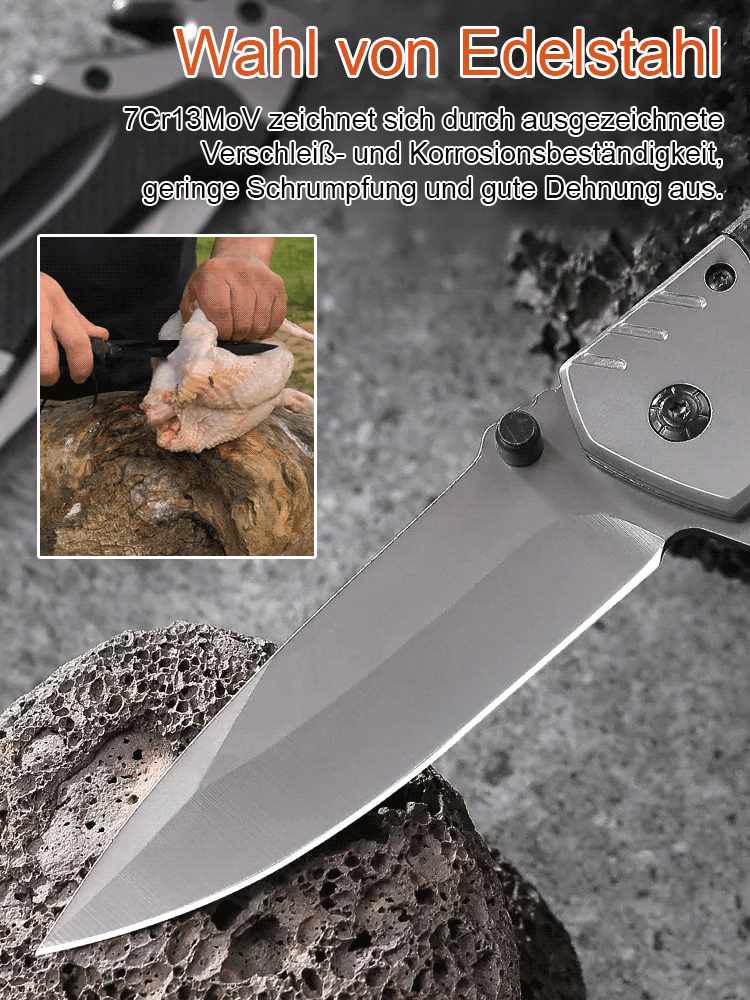 Jedes Messer wird in einer hochqualifizierten Werkstatt in Solingen handgefertigt und bleibt auch nach dem Spalten von 1000 Stücken Hartholz scharf.