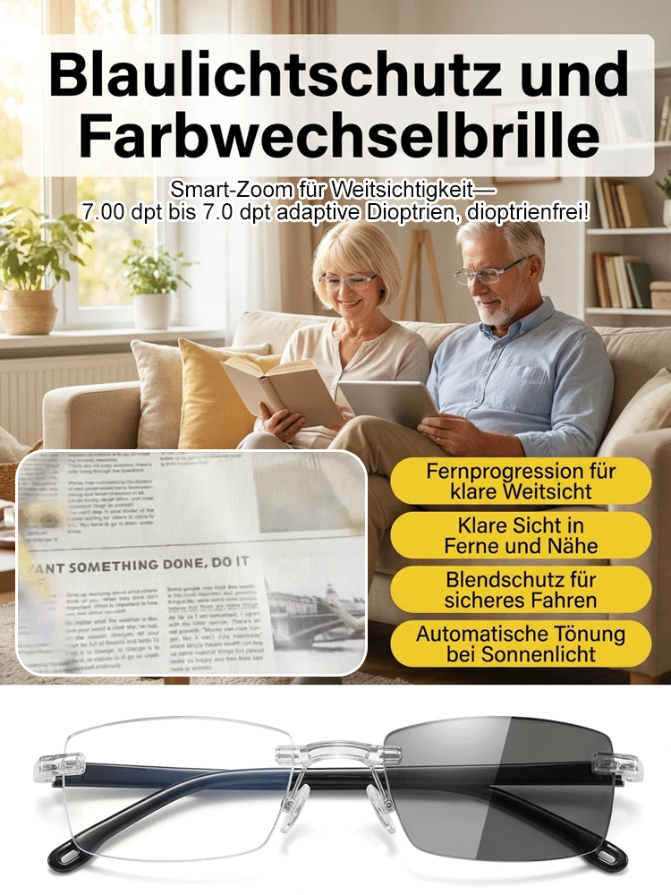 ⭐ TÜV-geprüfte Titan 3-in-1 Lesebrille Selbsttönend Blaulichtfilter