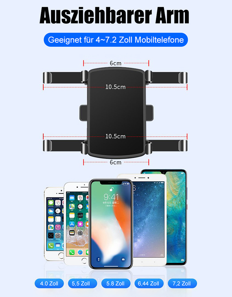 Multifunktionale Autotelefonhalterung, 360-Grad-Drehung und Faltung, verbesserter Federclip, stark und haltbar