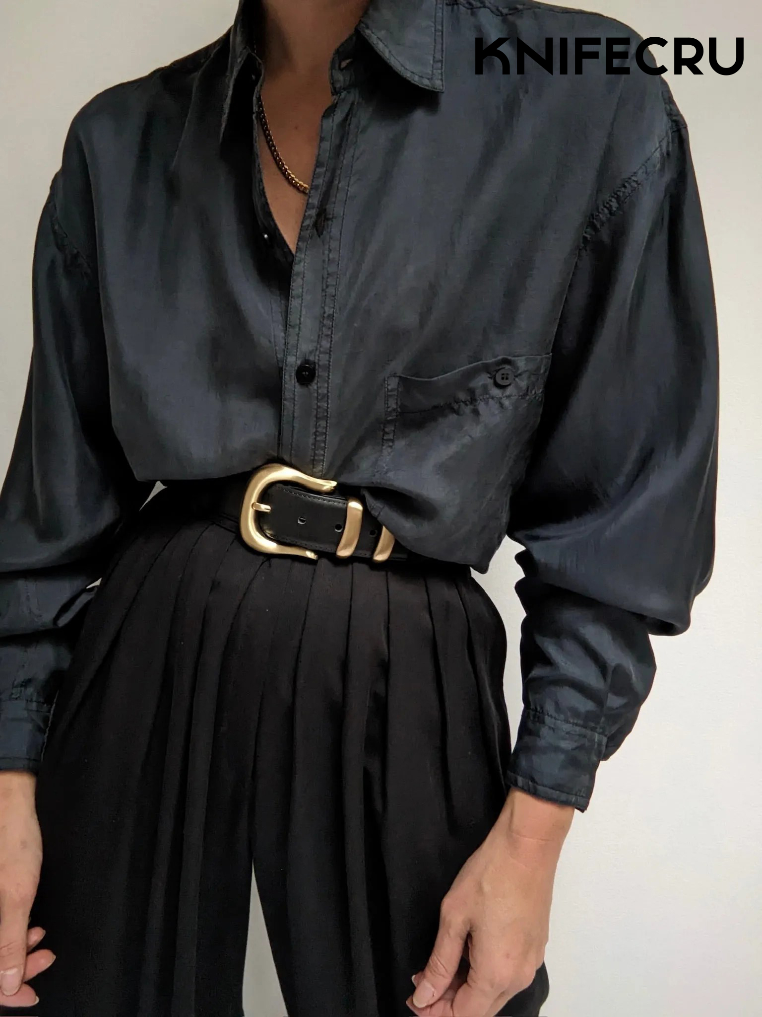 SEAMORCC® Vintage Ink Silk Blouse